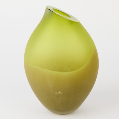 A Matte Green Murano Style Art Glass Vase