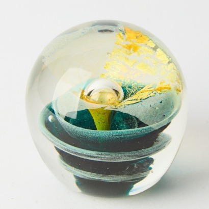 A Signed Garry Nash Gold Leaf Paperweight