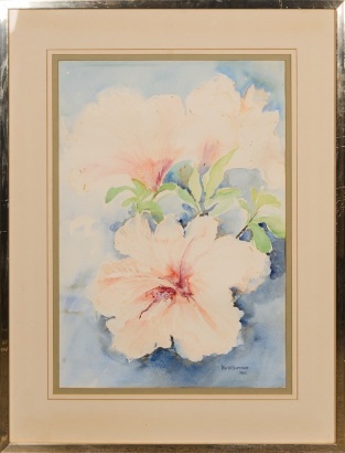 A Hibiscus Watercolour Painting, Karel Burrows