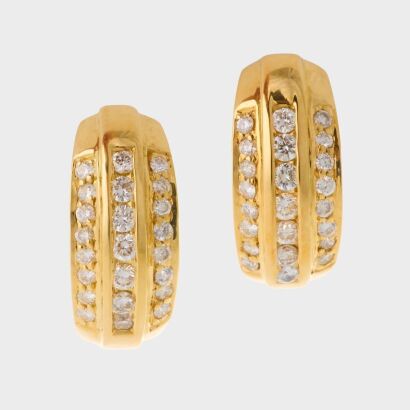 18ct Yellow Gold, 0.50ct Diamond Hoop Earrings - Near new