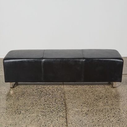 A Modern Design Black Leather Bench Seat
