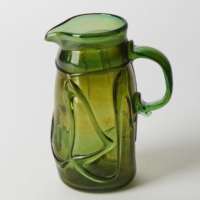 A Vintage Green Handblown Pitcher
