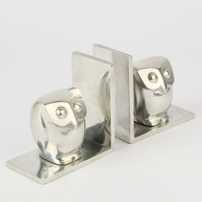 A Pair of Chrome Owl Bookends