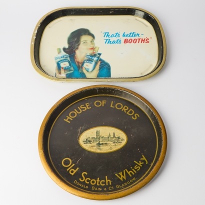 A Set of Two Vintage Drinking Trays