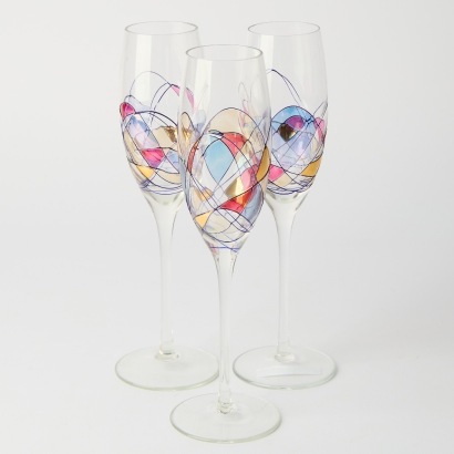 A Trio of Vintage Handmade Champagne Flutes