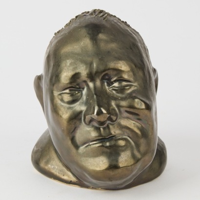 Rob Muldoon pottery bust, metallic luster glaze