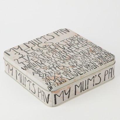 Dick Frizzell "Overnight success "Mums pav" biscuit tin