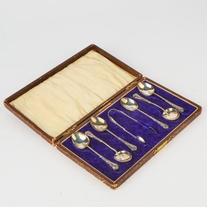 A Set of Sterling Silver Spoons Set, with Hallmarks