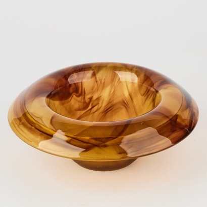 A Vintage Art Deco Amber Cloud Glass Dish