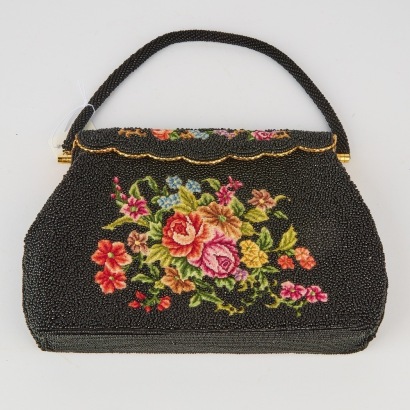 A Vintage Beaded and Floral Embroidered Purse