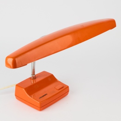 A Hanimex Orange Plastic Fluoro Tube Desk Lamp