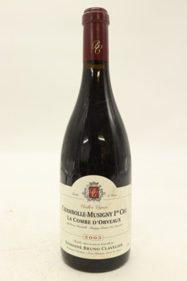 (1) 2003 Domaine Bruno Clavelier La Combe d'Orveaux Vieilles Vignes, Chambolle-Musigny Premier Cru