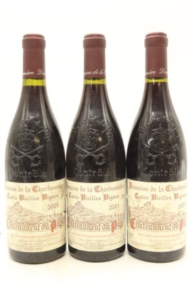 (3) 2001 Domaine de la Charbonniere Chateauneuf-du-Pape Cuvee Vieilles Vignes, Rhone