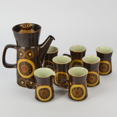 A Retro Denby Coffee Pot Set, 1970's