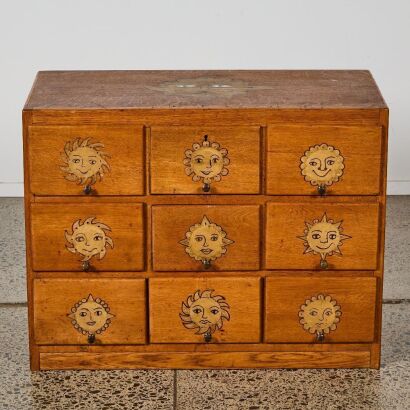 A Vintage Sun and Stars Wooden Drawers