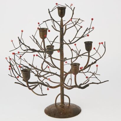 A Steel Wire Tree Form Candelabra