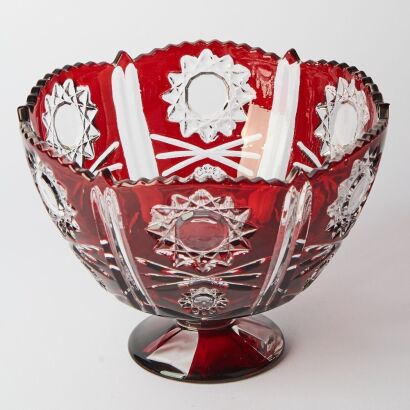 A Vintage Bohemia Ruby Red Lead Crystal Vase