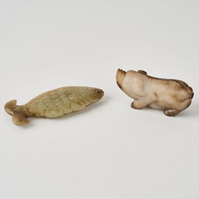 A Set of Two Chinese Aged Jade Ornaments