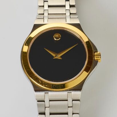 Stainless Steel / Gold Tone, Movado, The Museum Wristwatch with Box / Paperwork, circa 2000's