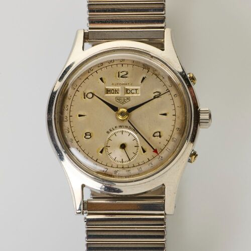 Stainless Steel, Heuer Ref 1806, Triple Date Calander Wristwatch, circa 1950's