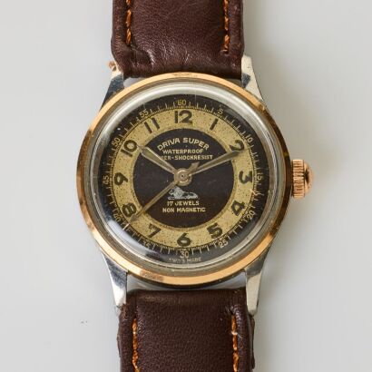 Stainless Steel / Rose Gold, Driva Super Hand-wound Wristwatch, circa 1930-1940's
