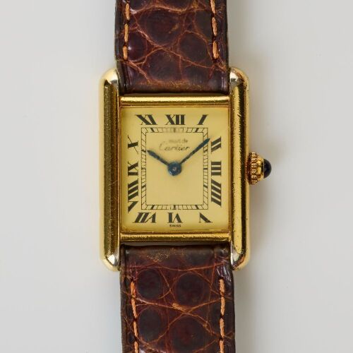 Vermeil, Cartier, Must de Cartier Tank, Quartz Wristwatch, circa 1990
