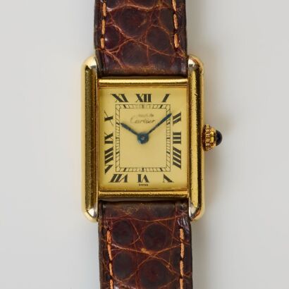 Vermeil, Cartier, Must de Cartier Tank, Quartz Wristwatch, circa 1990