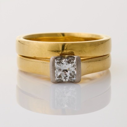 18ct Yellow / White Gold, Princess Cut 0.70ct Diamond Ring