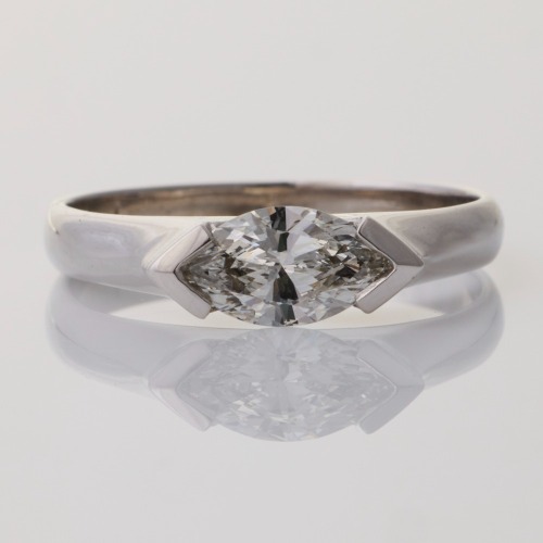 18ct White Gold, 0.68ct Marquise Cut Diamond Solitaire Ring