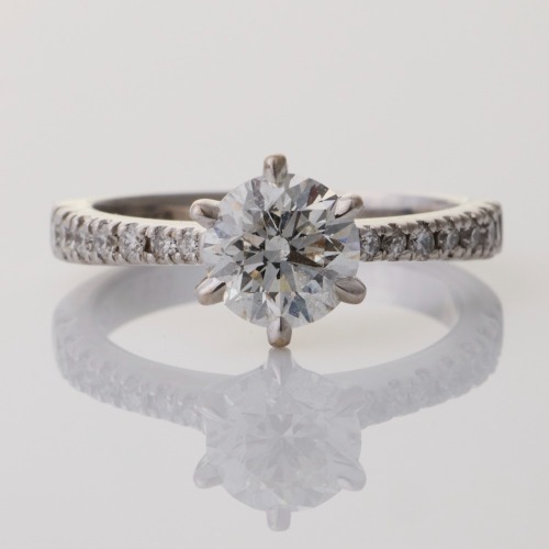 18ct White Gold, 1.10ct Diamond / 0.24ct Diamond Ring