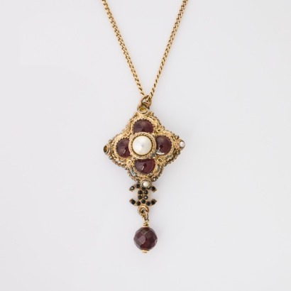 Chanel, Crystal / Faux Pearl Pendant Necklace
