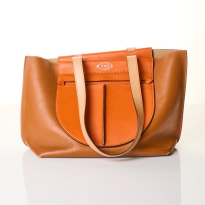 Tod's, Orange / Brown Leather Tote Bag