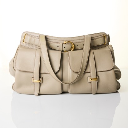 Salvatore Ferragamo, Grey Leather Shoulder Bag