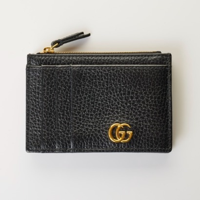Gucci, Black Leather GG Marmont Card Case with Box