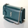 Saint Laurent, Dark Turquoise Grained Calfskin Medium Sunset Bag - 2