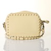 Valentino Garavani, Cream Patent Leather Rockstud Camera Bag, Size S