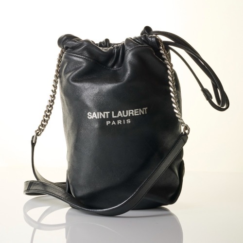 Saint Laurent, Black Vegan Leather Bucket Bag