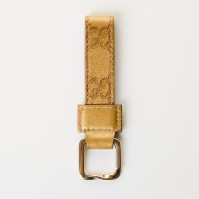 Gucci, Bronze Leather Key Ring with Box
