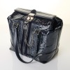 Gucci, Navy Patent Leather Horsebit Embossed Treasure Boston Bag - 2