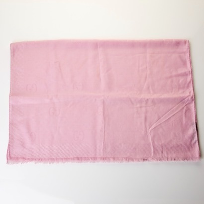 Gucci, 70% Wool / 30% Silk, Pink Scarf