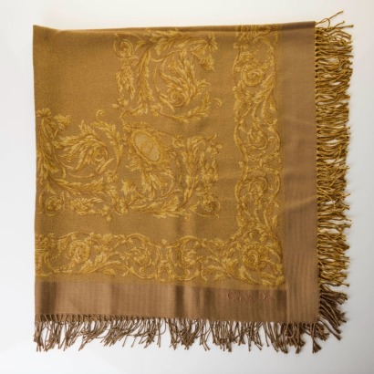 Christian Dior, Vintage, 100% Wool Fringed Shawl
