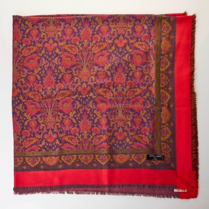 Valentino Garavani, 100% Wool, Red / Purple Shawl