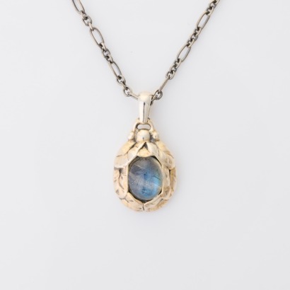 Georg Jensen, Sterling Silver, Labrodorite Pendant with Box