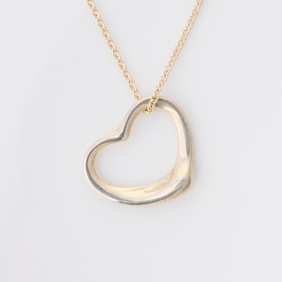 Tiffany & Co, Sterling Silver, Open Heart Pendant Necklace