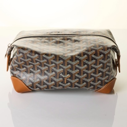 Goyard, Black / Tan Goyardine Bowling 25 Toiletry Bag