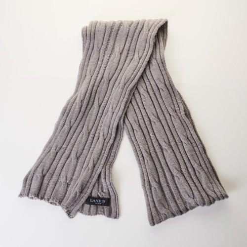 Lanvin, 100% Wool, Grey Knitted Scarf