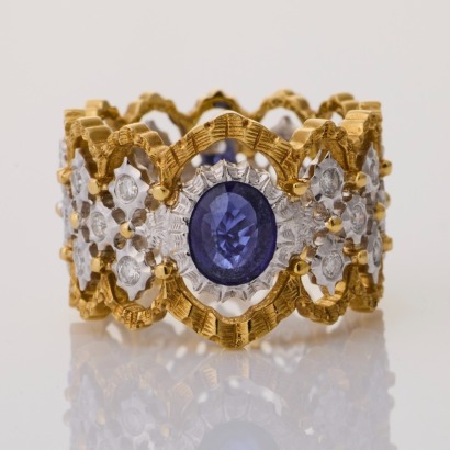 18ct White / Yellow Gold, 0.88ct Sapphire / 0.80ct Diamond Dress Ring