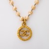 Chanel, Gold-plated, Faux Pearl / CC Logo Glass Pendant Necklace