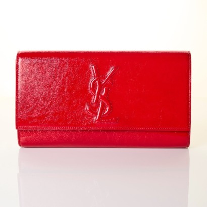 Saint Laurent, Red Patent Sac De Jour Clutch