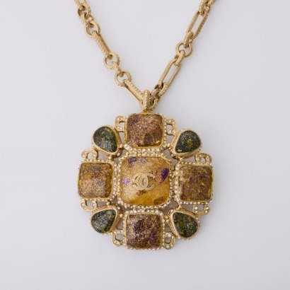 Chanel, Multicolour Enamel / Crystal Pendant Necklace